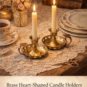 Brass heart shaped candle holders